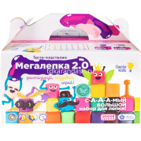 Набор д/лепки из теста 20 цветов 50гр. 40шт. "Мегалепка 2.0" (12 формочек, 2 стека, скалка, аксессуа от магазина "Карандаш"