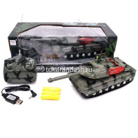 Танк р/у 23х9см с аккумулятором, пластик (свет, звук, вращается башня) 383-61A от магазина "Карандаш"