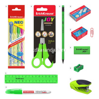 Набор настольный "Mini Desk. Neon Solid" 18,5х10,5х24см 13 предметов, вращающийся, пластик, зеленый от магазина "Карандаш"