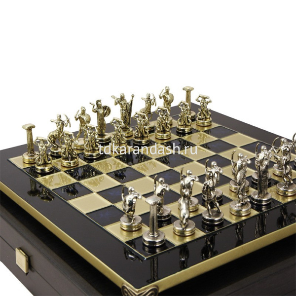Шахматный набор "Битва Титанов" 36х36см дерево/металл (фигуры золото/серебро) MP-S-18-36-BLU от магазина "Карандаш"