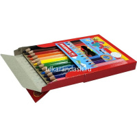 Карандаши 12 цветов "Swans Jumbo" шестигранные с точилкой дерево, укороченные, картон 1873J от магазина "Карандаш"