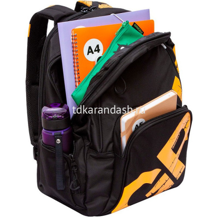 Рюкзак 32х42х22см, 1100гр, 2 отделения, 4 кармана, черный/темно-желтый RU-423-14/10 от магазина "Карандаш"