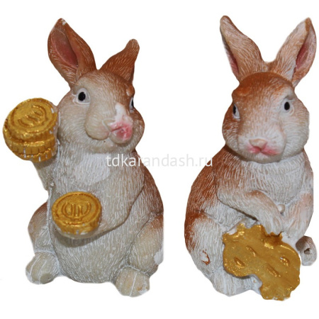 Сувенир "Кролик с монетками" 6см, 4 вида BT616-1