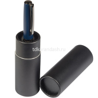 Ручка-роллер "Sorrento" 0,7мм синяя, синий матовый металлический корпус, Soft Touch, в футляре от магазина "Карандаш"