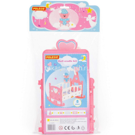 Кроватка-качалка для куклы №3 28,5х24,5х32,8см, пластик, в пакете 62079 от магазина "Карандаш"