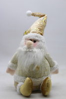 Сувенир "Дед Мороз, Снеговик" 40см сидячий, текстиль белый/золото Y9879-24 от магазина "Карандаш"