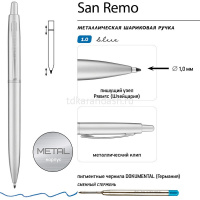 Ручка шариковая "San Remo" 1,0мм синяя, автомат, серебряный корпус, металл 20-0249/18 от магазина "Карандаш"