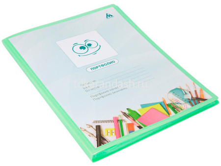 Папка-портфолио универсальное А4 "Gems" 40 файлов пластик 0,7мм с карманом, зеленый GEMPP40GRN
