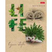 Тетрадь А5 96л клетка "Green Life" на скобе крафт 5 дизайнов 96Т5В1/075382 от магазина "Карандаш"