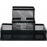 Подставка д/канц.принадлежностей 15х10х10см 4 отделения сетчатая металлическая, черная VS195410 от магазина "Карандаш"