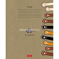 Тетрадь А5 18л клетка "На мягких лапках" на скобе крафт 5 дизайнов 18Т5В1/068447 от магазина "Карандаш"