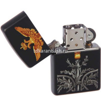 Зажигалка "Двуглавый орёл" 38x13x57мм латунь/сталь, чёрная, матовая 218/48919 от магазина "Карандаш"