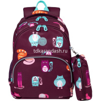 Рюкзак 27х40х20см, 710гр, 2 отделения, 3 кармана, с пеналом, фиолетовый "Котики" RG-260-11/1 от магазина "Карандаш"