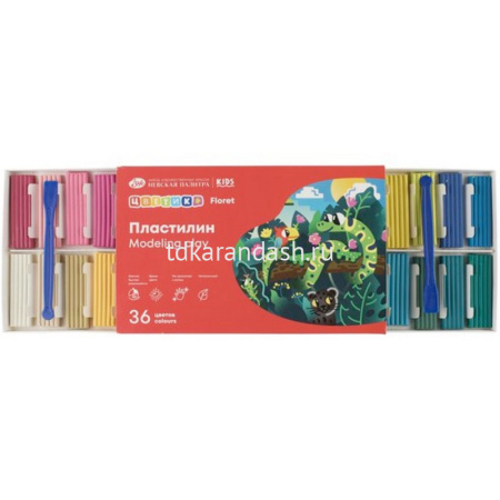 Пластилин 36 цветов 540гр. "Цветик" со стеком, картон 32412338 от магазина "Карандаш"