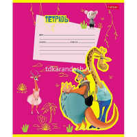 Тетрадь А5 12л клетка "Happy ZOO" на скобе 5 дизайнов 12Т5В1/086122 от магазина "Карандаш"