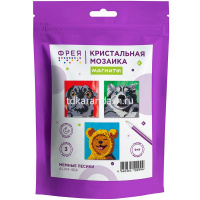 Алмазная мозаика 9х9см "Мемные песики" 3шт. на магните полная выкладка ALVM-304 от магазина "Карандаш"