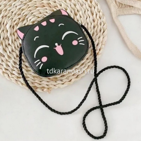 Сумочка "Кошечка" 12х10,5х4см 1 отделение, искусственная кожа, черная SD2265 от магазина "Карандаш"