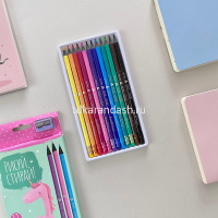 Карандаши 12 цветов "Рисуй и стирай" трехгранные с ластиком и точилкой, пластиковые, картон, 4 вида от магазина "Карандаш"