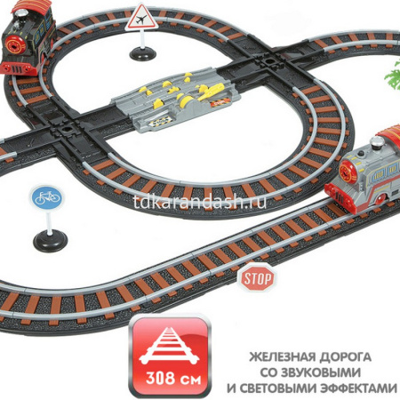 Железная дорога "Восточный экспресс" Паровоз + 2 вагона, 53х31х9см, длина пути 308см SW7208 от магазина "Карандаш"