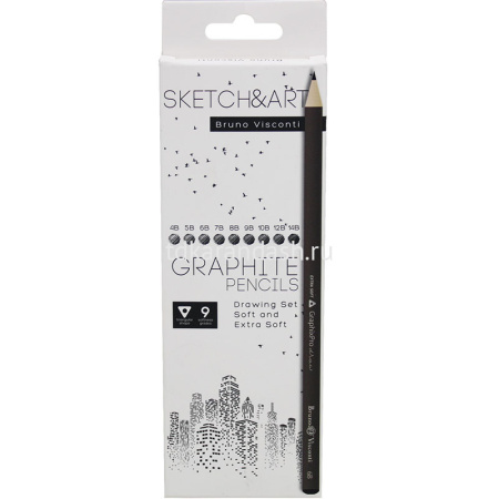 Набор карандашей чернографитных 9шт "Sketch&Art" 4B-14B 21-0063