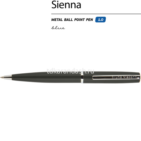 Ручка шариковая "Sienna" 1,0мм синяя, автомат, черный металлический корпус 20-0220 от магазина "Карандаш"