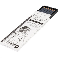 Набор карандашей чернографитных 6шт "Sketch&Art" 2B-12B водорастворимые 25-003 от магазина "Карандаш"