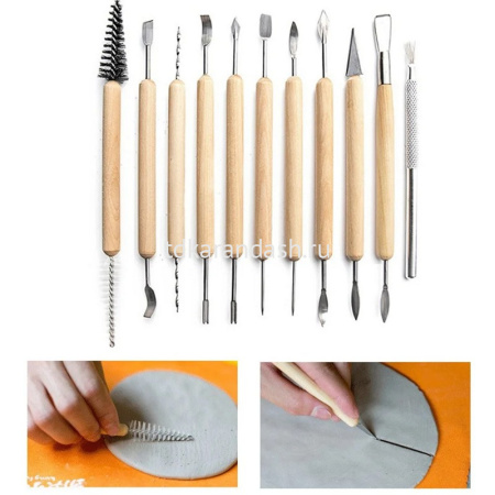 Набор инструментов для моделирования 34шт. металл/дерево в пенале-скрутке Y10785-24 от магазина "Карандаш"