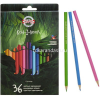 Карандаши 36 цветов "Dino" шестигранные дерево, картон 3595 от магазина "Карандаш"