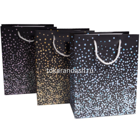 Пакет подарочный "Горошек" 18х23х10см черный 4 вида 6860/Y8580-19 от магазина "Карандаш"