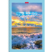 Тетрадь А4 80л клетка "Закаты" жесткая подложка на гребне 4 дизайна 80Т4тВ1гр/066121 от магазина "Карандаш"