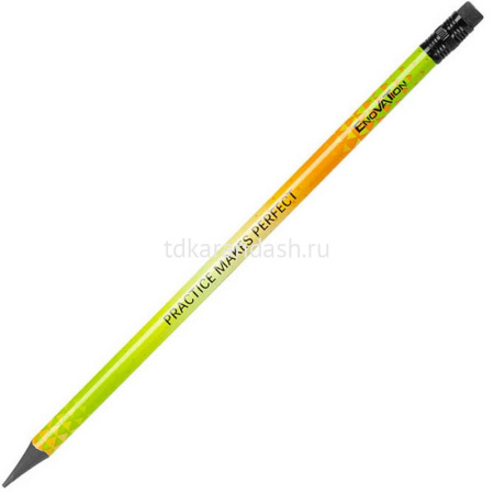 Карандаш чернографитный "Enovation" HB с ластиком, круглый, корпус ассорти EC020-HB от магазина "Карандаш"