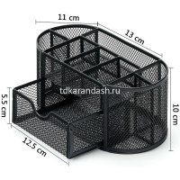 Подставка-органайзер 22х11х10см 9 отделений, сетчатая, металл, черная VS195412 от магазина "Карандаш"
