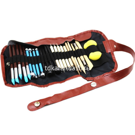 Набор инструментов для моделирования 24шт. металл/дерево в пенале-скрутке Y10784-24