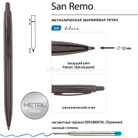 Ручка шариковая "San Remo" 1,0мм синяя, автомат, корпус вороненая сталь, металл 20-0249/20 от магазина "Карандаш"