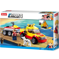 Конструктор "Город.Внедорожник-буксир и аквабайк" 172 детали 19х26х4,5см пластик (2 фигурки) M38-B06 от магазина "Карандаш"