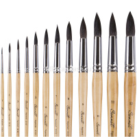 Кисть белка микс круглая №2 короткая ручка 211202 от магазина "Карандаш"