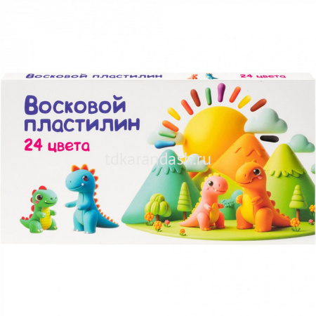 Пластилин 24 цвета 360гр. восковой, со стеком, картон DMR24