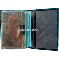 Обложка для документов "Blue Square" 13х11х3см синяя, натуральная кожа PP5256B2/BLU2 от магазина "Карандаш"