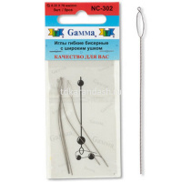 Иглы для бисероплетения, гибкие, с большим ушком, 7,6см, d-0,35мм 5шт. NC-302 от магазина "Карандаш"