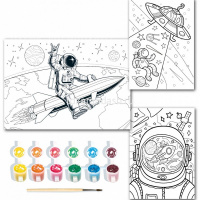 Набор д/росписи с блестками с раскрасками "Космонавты" 31С 2068-08 от магазина "Карандаш"