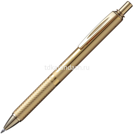 Ручка гелевая "Energel Sterling" 0,7мм черная, автомат, металлический золотой корпус BL407X-A