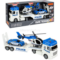 Картинка Трейлер "Автовоз. Полиция" инерционный, пластик 14x58x23см + вертолёт и машина (свет, звук) ВВ6154 от магазина "Карандаш" Трейлер "Автовоз. Полиция" инерционный, пластик 14x58x23см + вертолёт и машина (свет, звук) ВВ6154 от магазина "Карандаш"