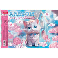 Альбом для рисования А4 40л "Котики-зефирки" на спирали, перфорация на отрыв, 4 дизайна от магазина "Карандаш"