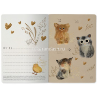 Тетрадь А5 40л клетка "Love me. Котики приносят счастье" прошитый блок матовая ламинация Soft Touch от магазина "Карандаш"