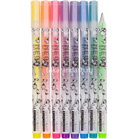 Набор гелевых ручек 8цв 0,8мм "Sketch&Art. Uni Write. Neon" чернила неоновые, корпус Soft Touch от магазина "Карандаш"