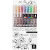 Набор гелевых ручек 8цв 1мм "Sketch&Art. Uni Write. Glitter" чернила с блестками, корпус Soft Touch
