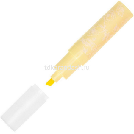 Маркер текстовыделитель "Flower marker zefir" желтый, клиновидный наконечник, толщина линии 1-4мм