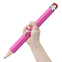 Гигантский карандаш 33х3см с ластиком, чернографитный, корпус розовый шестигранный, дерево Y10316-24 от магазина "Карандаш"