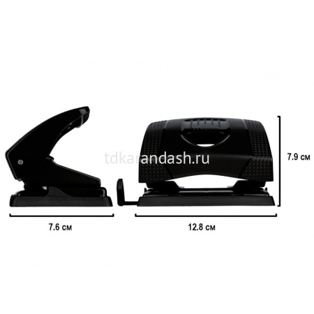 Дырокол "Greenlogic" 25л 2-отв, d-6мм, с линейкой, экологичный, пластик, черный 452511 от магазина "Карандаш"