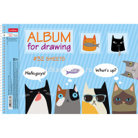 Альбом для рисования А4 32л "CATs" на спирали, перфорация на отрыв, 5 дизайнов 062427 от магазина "Карандаш"